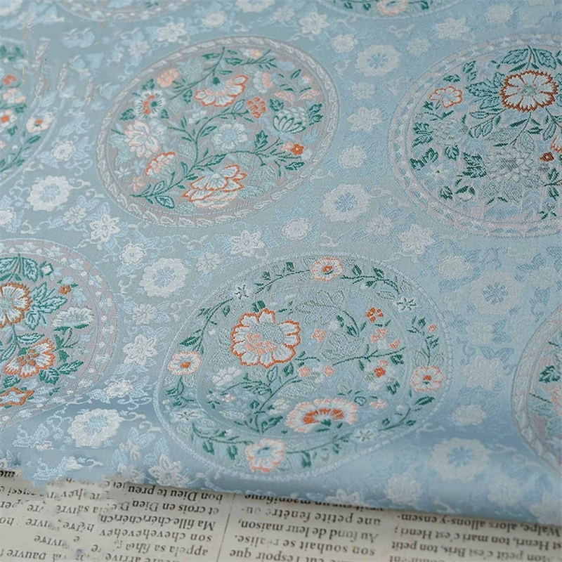 Wide 150cm Chinese Style Brocade Fabric Floral Medallion Jacquard Cloth for Hanfu, Cheongsam Bag  Material