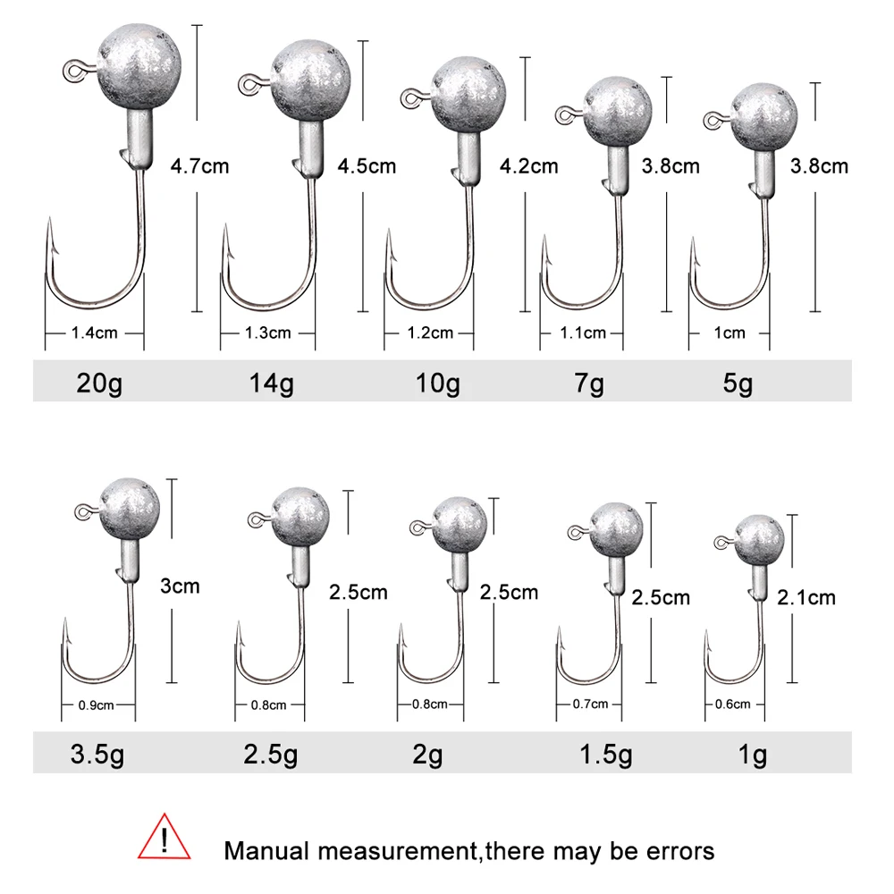 FISH KING 1G-20g Crank Jig Head Hook Fishing Hook Hard Bait Soft Worm Lure Fishing Tackle Accessories