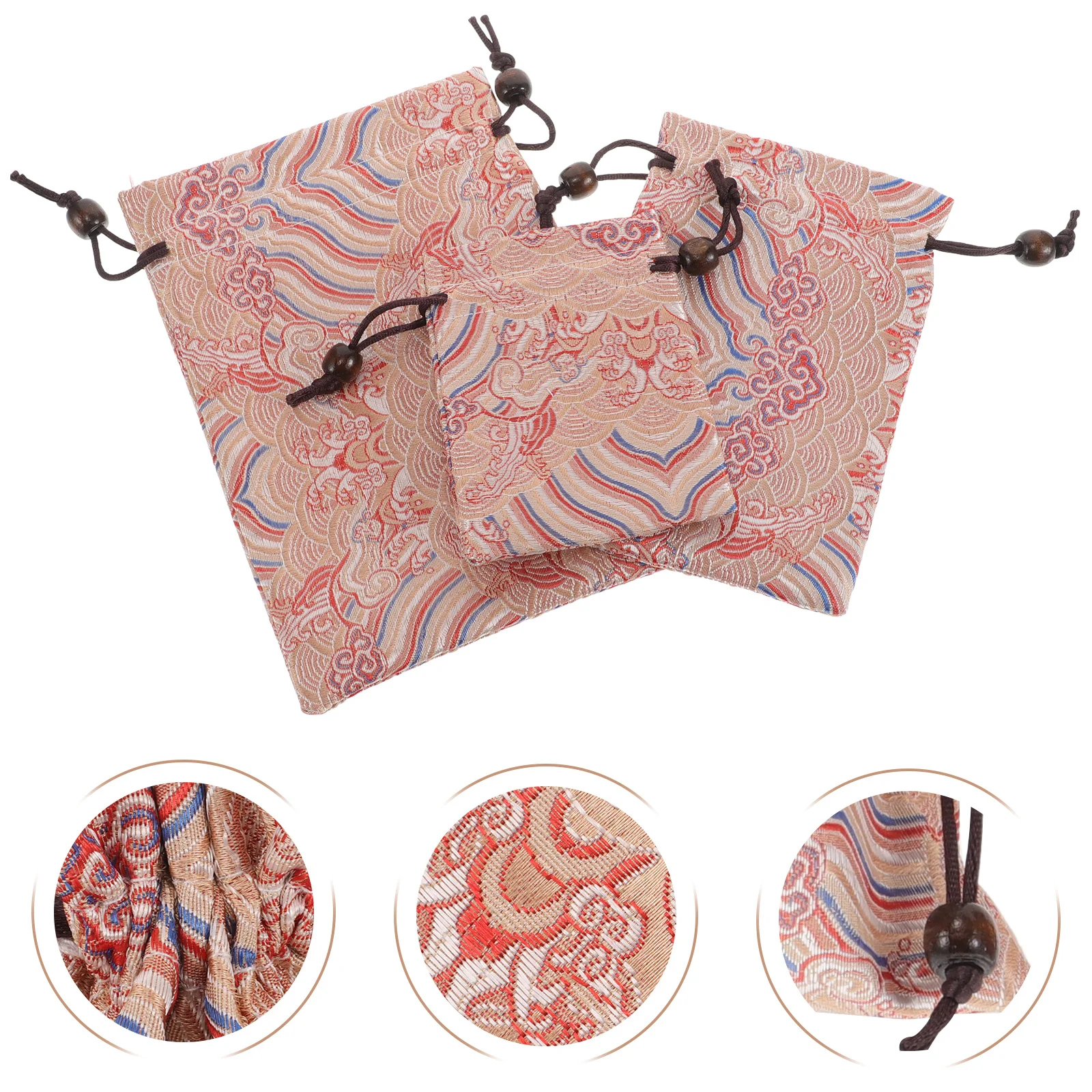 

3Pcs Elegant Cloth Drawstring Jewelry Pouches Soft Storage Bags for Earrings Bracelets Small Business Packaging