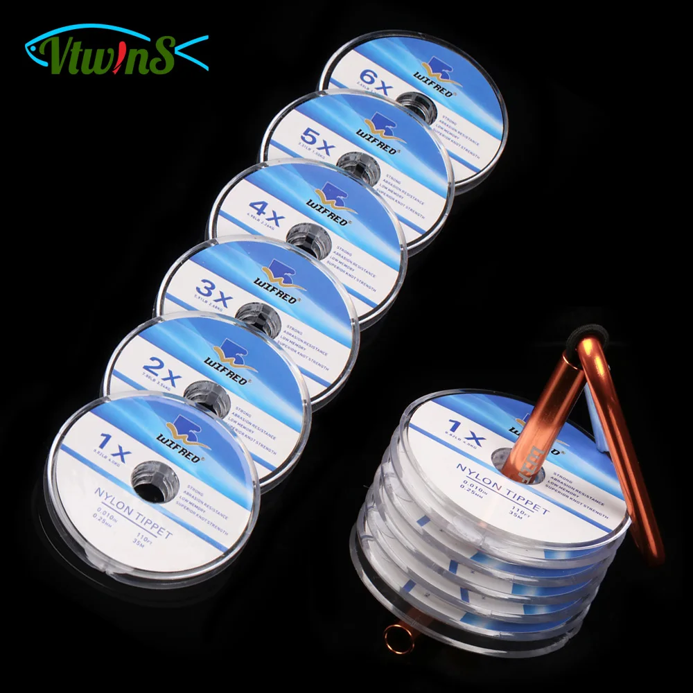 Vtwins 1X 2X 3X 4X 5X 6X Fly Fishing Nylon Tippet Line Transparent Monofilament Tippet Spool Holder Trout Bass Fishing Tackle