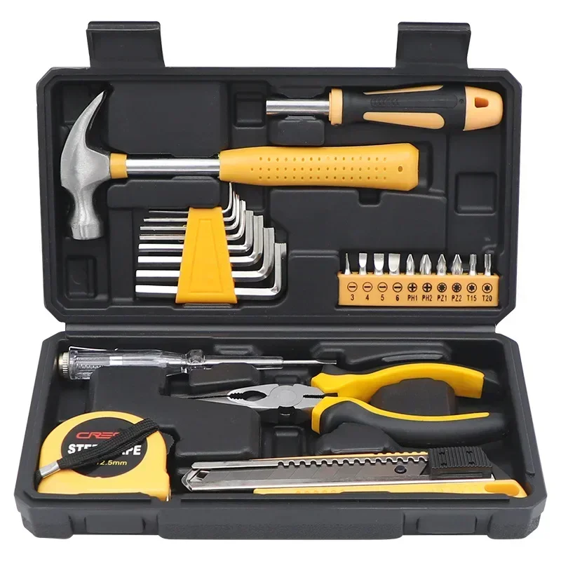 25PC Home Toolbox set hexagonal hammer pliers Manual hardware daily home repair box