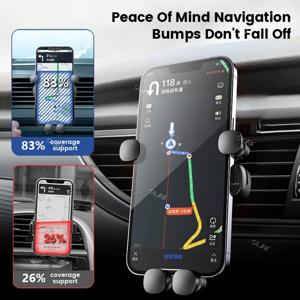 Olaf Gravity Car Phone Holder Air Vent Mount Mobile Cell Stand GPS Support For iPhone 12Pro Huawei Xiaomi Samsung Holder for Car