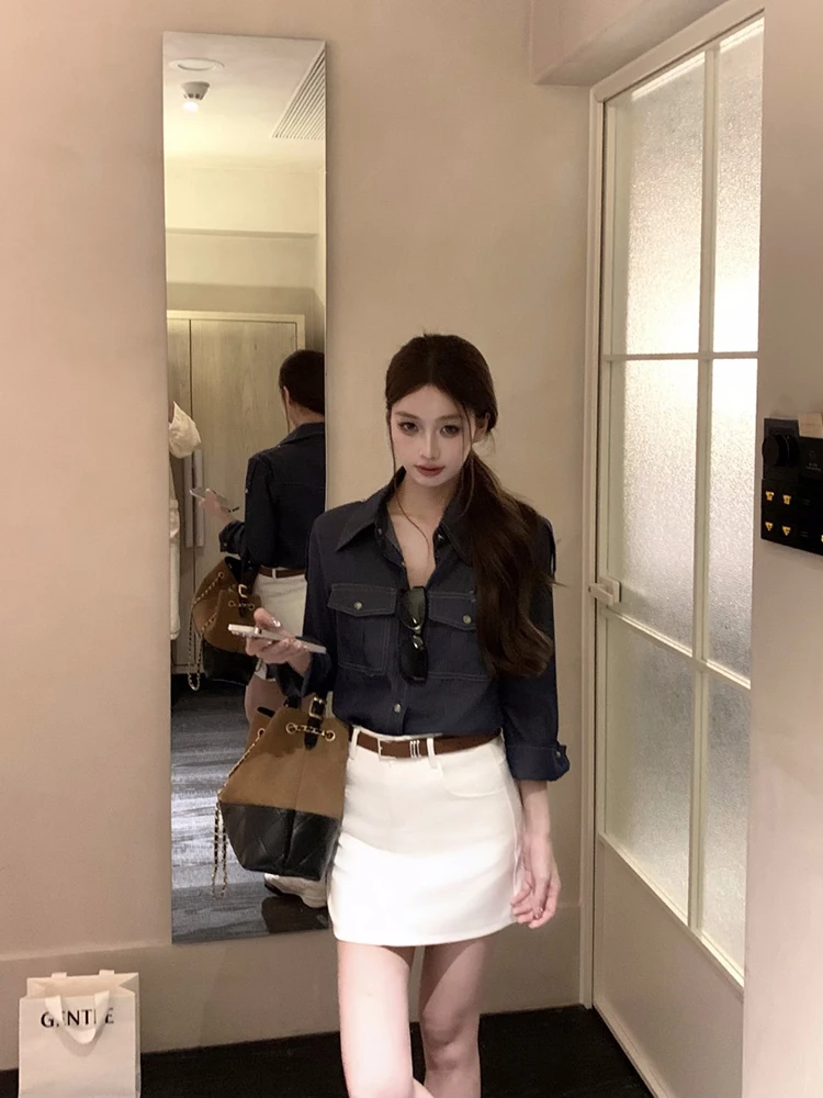 

Denim Coats Ladies Womens Spring Youth Tweed Belted Matching Festival Patchwork Layered Lacework French Style Sashes Dopamine OL