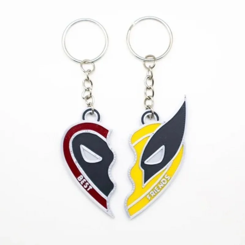 Marvels Deadpool & Wolverine Necklace Pendants 2pcs Anime Love Heart Combination for Best Friends New Fashion Jewelry Kids Gift