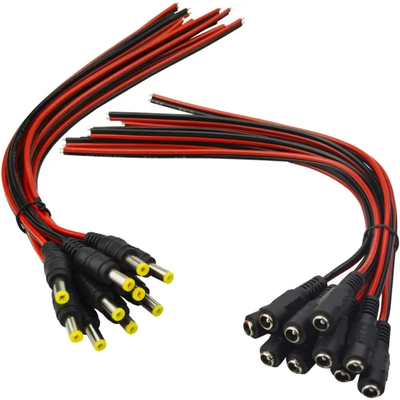 10pcs 20pcs 5.5x2.1mm Male Female Plug 12V 5A DC Pigtail Cable Jack for CCTV Camera Connector Tail Extension 24V DC Wire