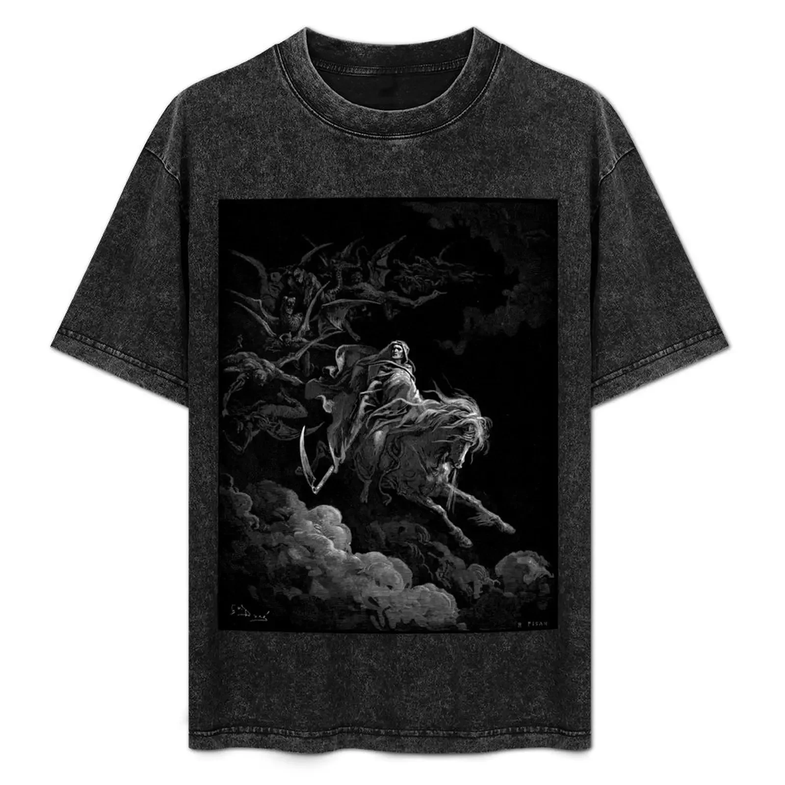 

Death on the Pale Horse by Gustave Dore T-Shirt Daily Wear Plain Short Sleeve Shirt