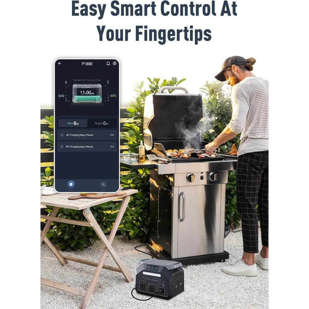 محطة طاقة محمولة P1800 بقدرة 1024 وات في الساعة LiFePO4 بطارية 1800 وات (3600 وات ذروة) مخرج تيار متردد باور بانك لمدة ساعة شحن سريع ليثيوم سولار #5