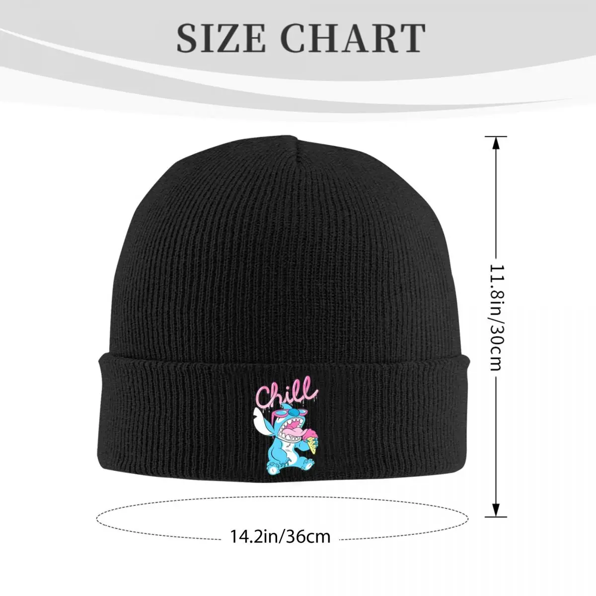 Lilos And Stitchs Neon Ice Cream Chill Drip Beanie Hats Y2K  Caps Female Male Outdoor Knit Hat Spring Design Elastic Beanie Hat