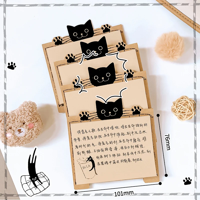 Bloc de notas de gato Kawaii, 40 páginas por libro, notas de oficina para estudiantes, marcadores adhesivos bonitos, papelería de regalo, suministros culturales, cuaderno