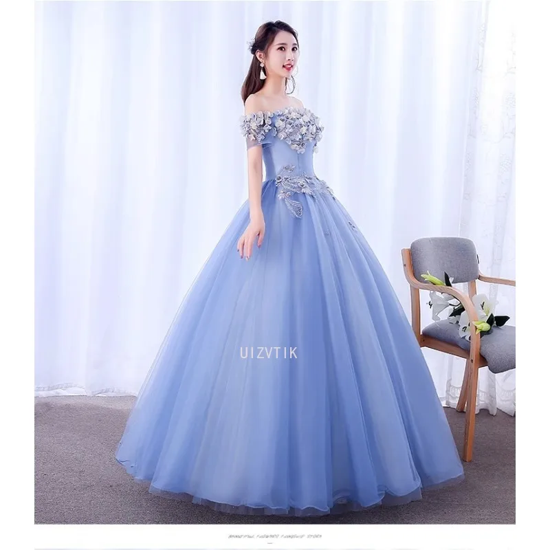 Sukienki Quinceanera Damskie Nowe Sukienki na Bal Maturalny Krótki Rękaw Odkryte Ramiona Suknia Balowa Słodki Kwiatowy Wzór Vestidos Debutantes Szyte na Miarę