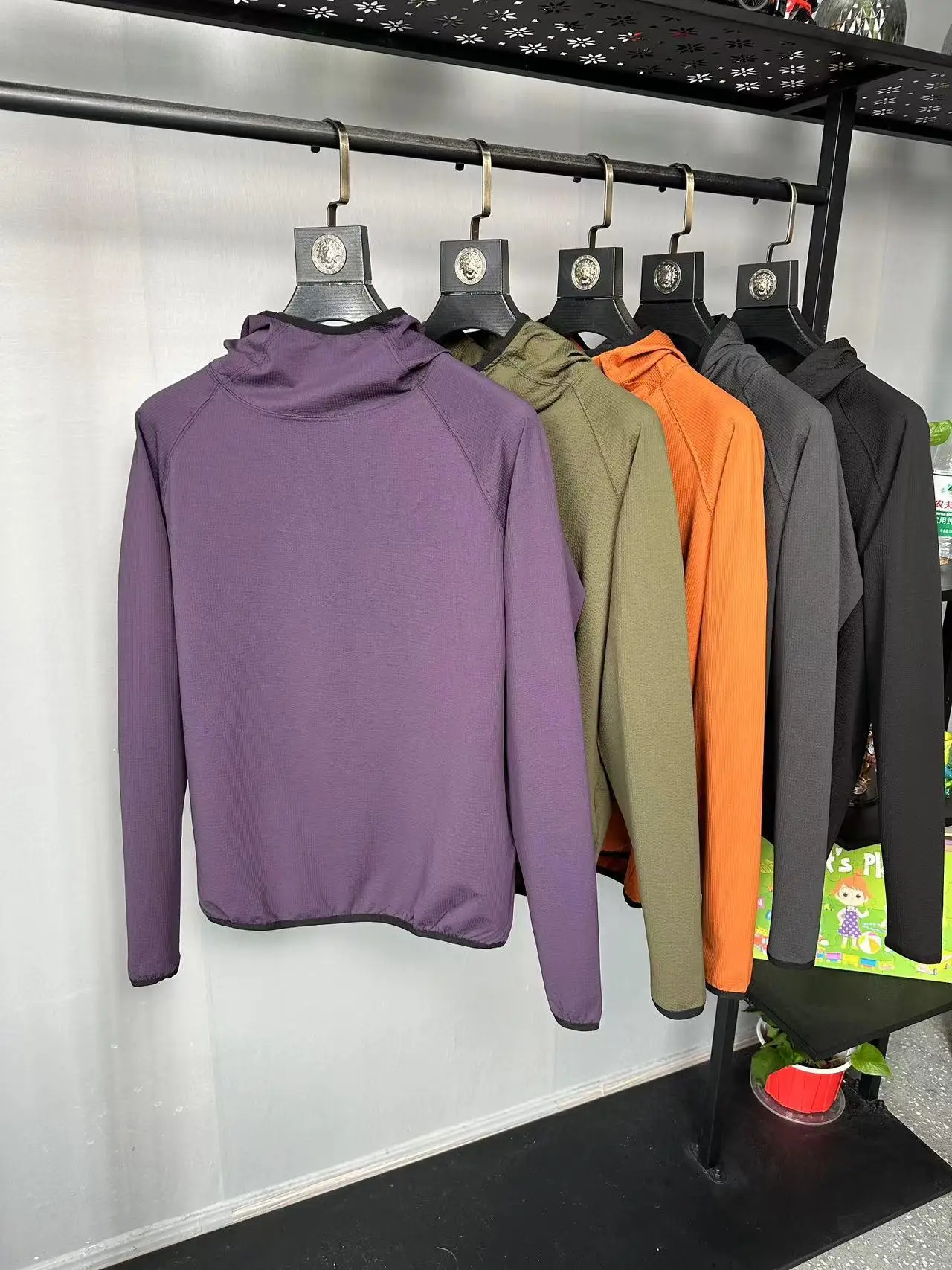 Lightweight Quick-Dry Elastic Men's Hoodie Long Sleeve Sweatshirt Bubble Texture Fabric Autumn Season Basic Style  Color