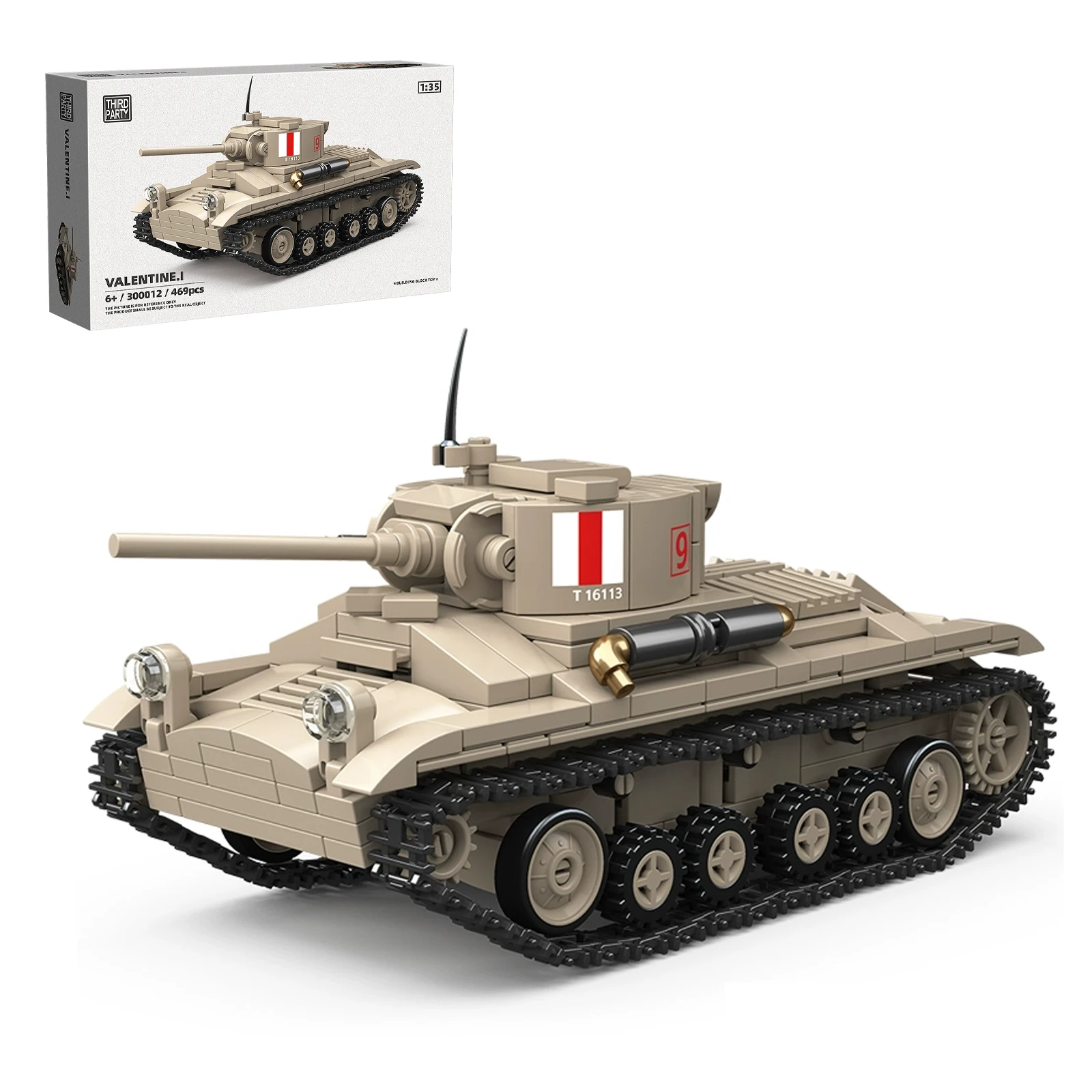 

300012 469pcs British Infantry Tank MK III Valentine I WWII Military Tracked Vehicle Model Kit Building Blocks