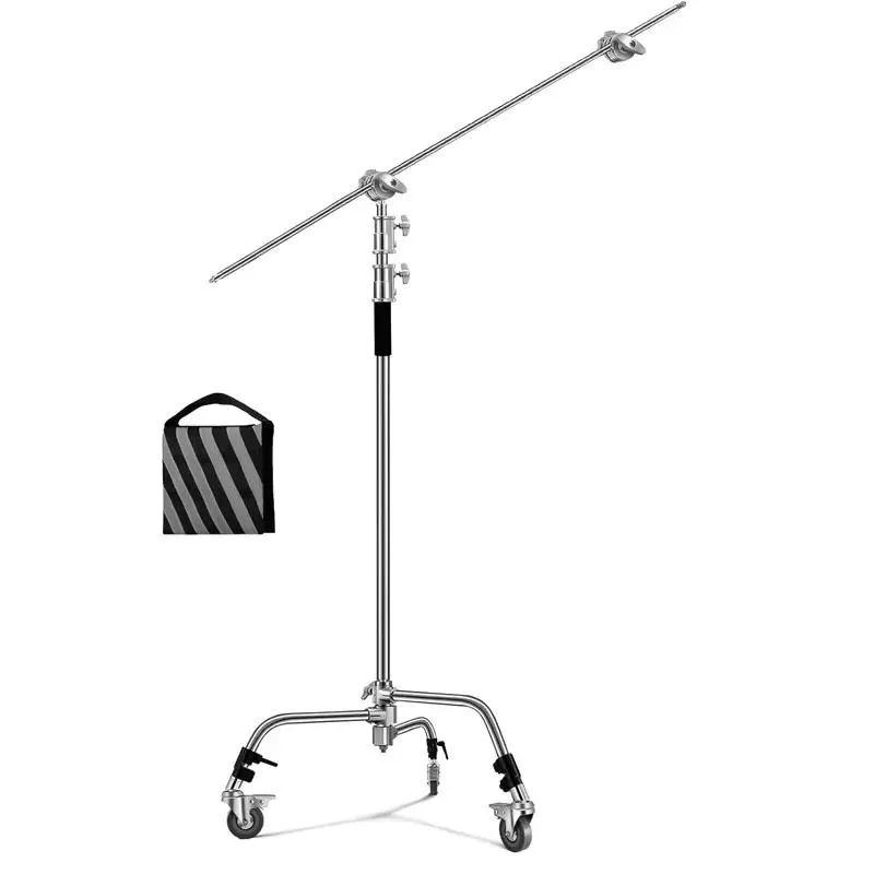 100 Percent Stainless Steel Heavy Duty Lightweight Bracket with Wheeled Sandbags for Photography Studio Video Lighting Stand