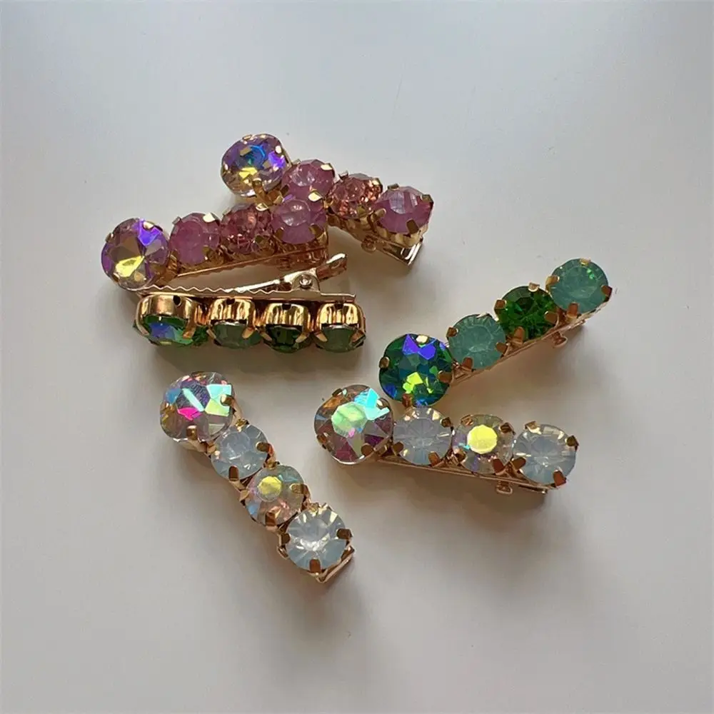 Luxury Colorful Crystal Gem Bang Clip Sweet Cute Female Beads Duckbill Clip Simple Creative Grils Party Small Side Clip