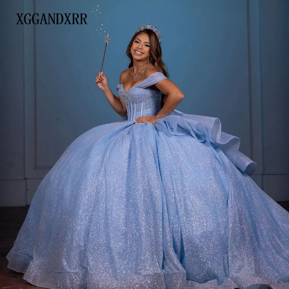 

Синее платье Quinceanera по индивидуальному заказу, бальное платье 2025 года, милое платье принцессы для дня рождения, милое платье 16, Vestidos De 15 Quinceañera