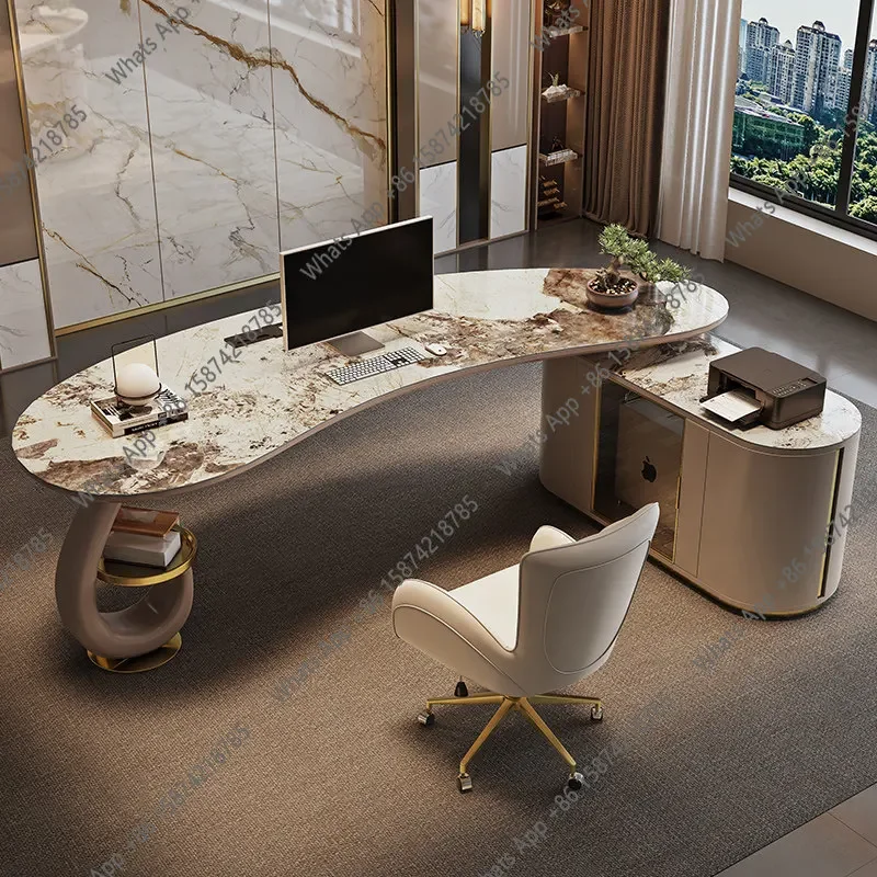 H Light Luxury Rock Slab Corner Desk High-end Sense Modern Simple Study Boss Office Computer Desk High-end Home