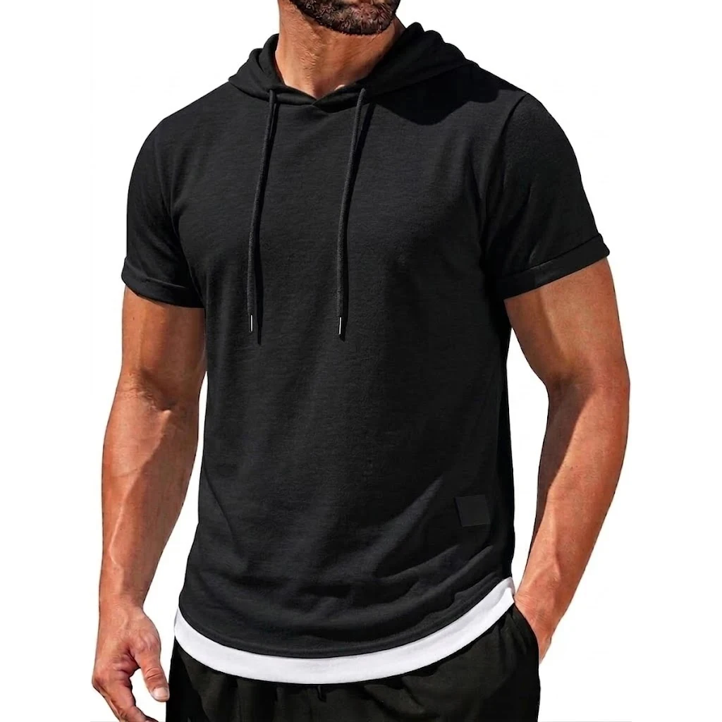 Lightweight Hooded Men's Fitness T Shirt - Image 5