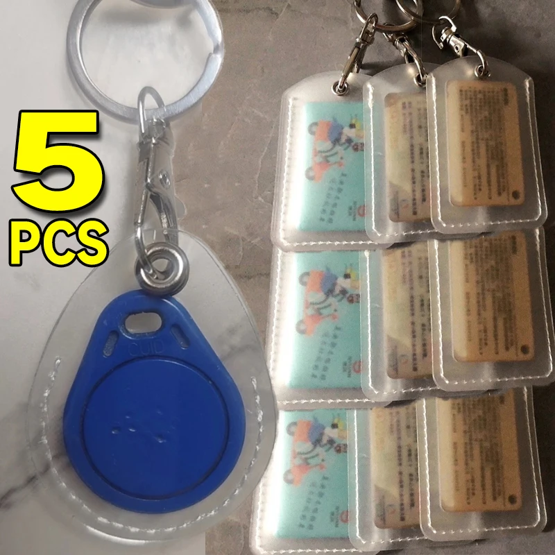 Bus Credit Cards Cover Keychain Waterproof Transparent Card Case Keyrings for Women Men ID Card Protector Holder Case Keyrings