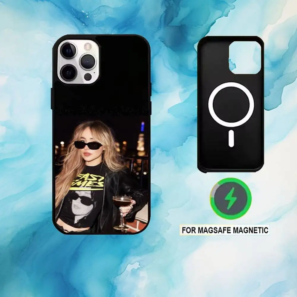 S-Sabrina Singer Timmerman Telefoonhoesje voor iPhone17,16,15,14,13,12,11 Plus, Pro Max Magnetisch Magsafe Draadloos opladen