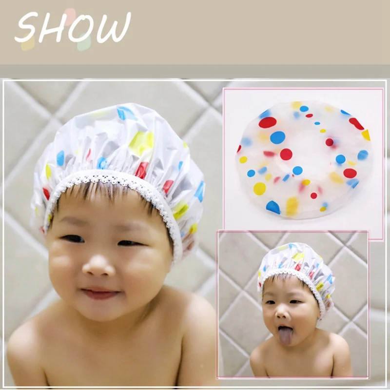 2024 New Cartoon Pattern Children Bathing Hair Moisture-Proof Cap Baby Shower Cap Waterproof Shower Hat Kids Bathroom Cap