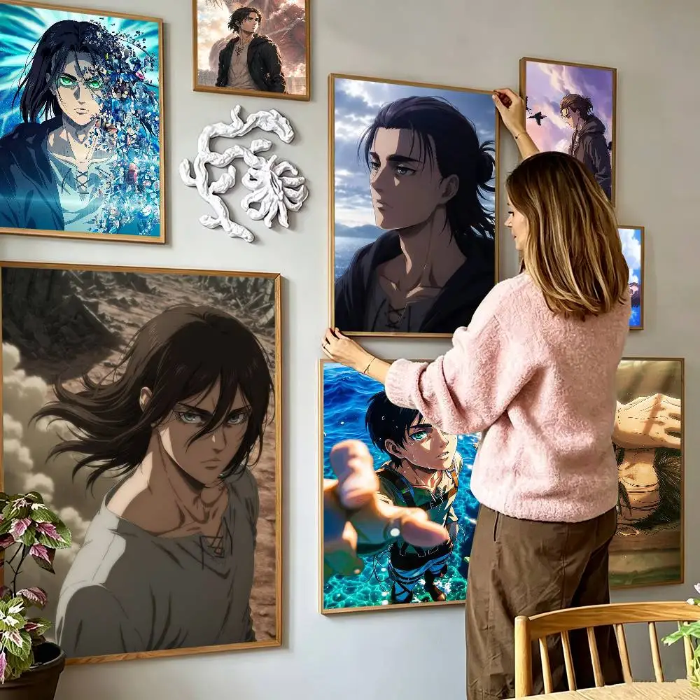 Attack on Titan Eren Yeager Anime  Poster High Quality Dorm Living Room Aesthetic Wall Decoration Painting Stickers Gift