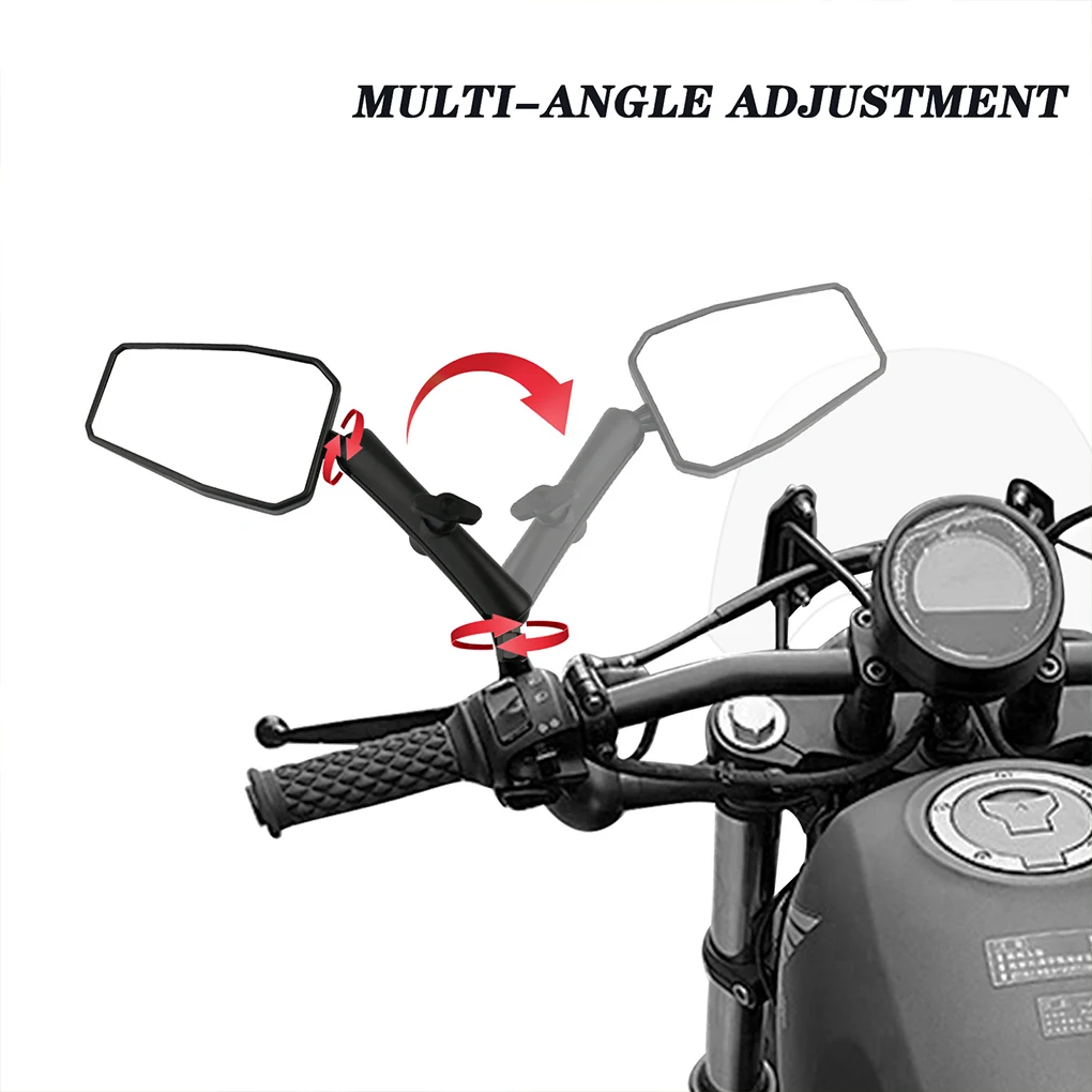 Motorcycle Rearview Mirror With 360 Degree Rotation Durable And Clear Wide View Handlebar Mirrors