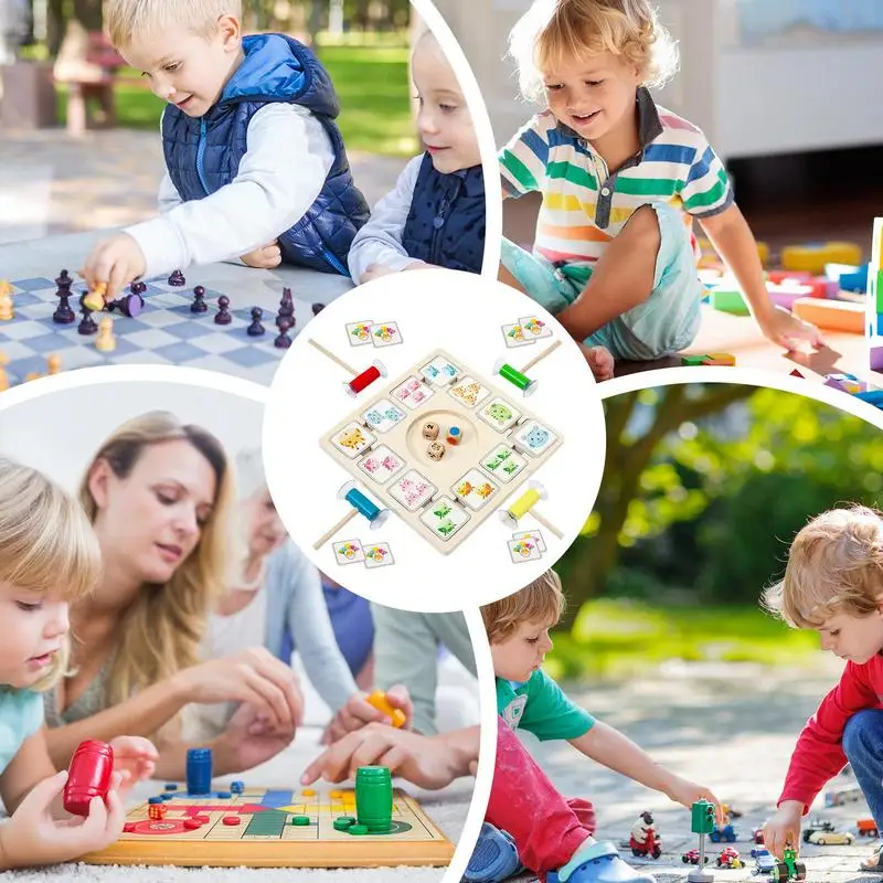 Jeu d'Échecs Montessori en Bois pour Enfant, 96 Cartes d'Animaux, Jouet d'Action