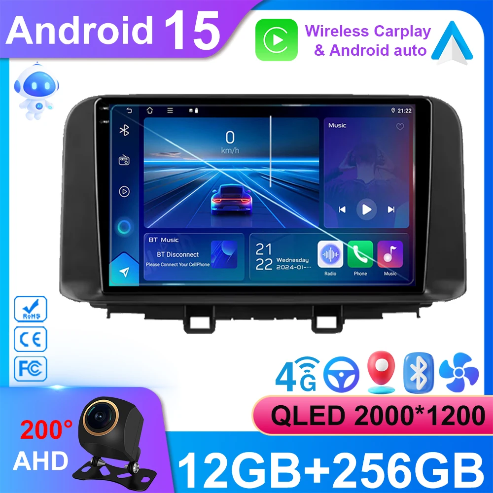 Android 15 Carplay Auto WIFI For Hyundai Encino Kona 2018 - 2022 Unit 4G WIFI BT No 2din Car Radio Stereo Multimedia Player Head