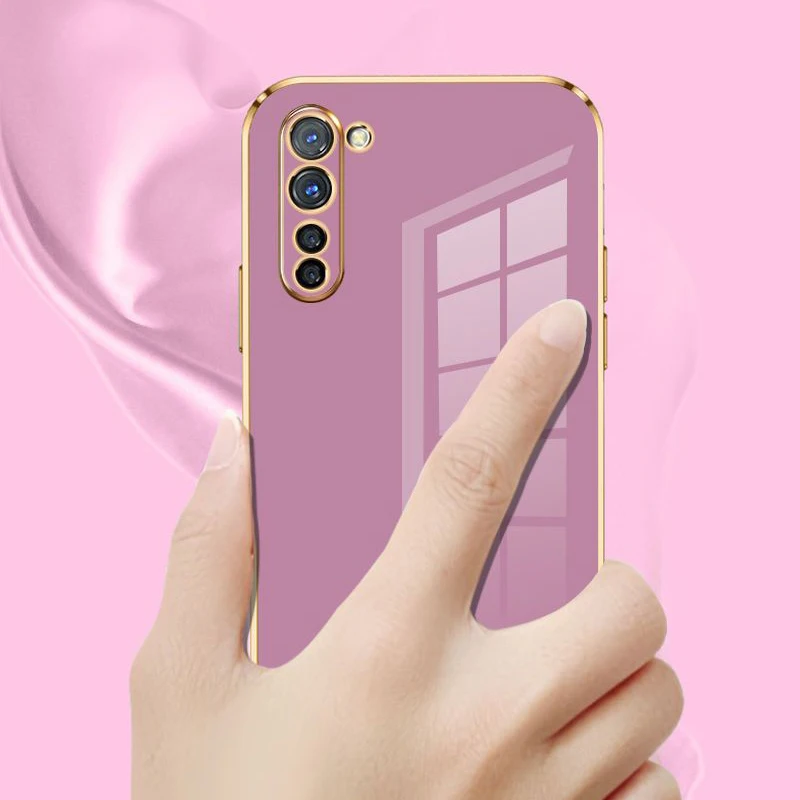 For OPPO Find X2 Lite Case Oppo reno3 5G Phone Case CPH2005 Luxury Square Plating ShockProof Silicone Back Cover reno 3 5G Cases