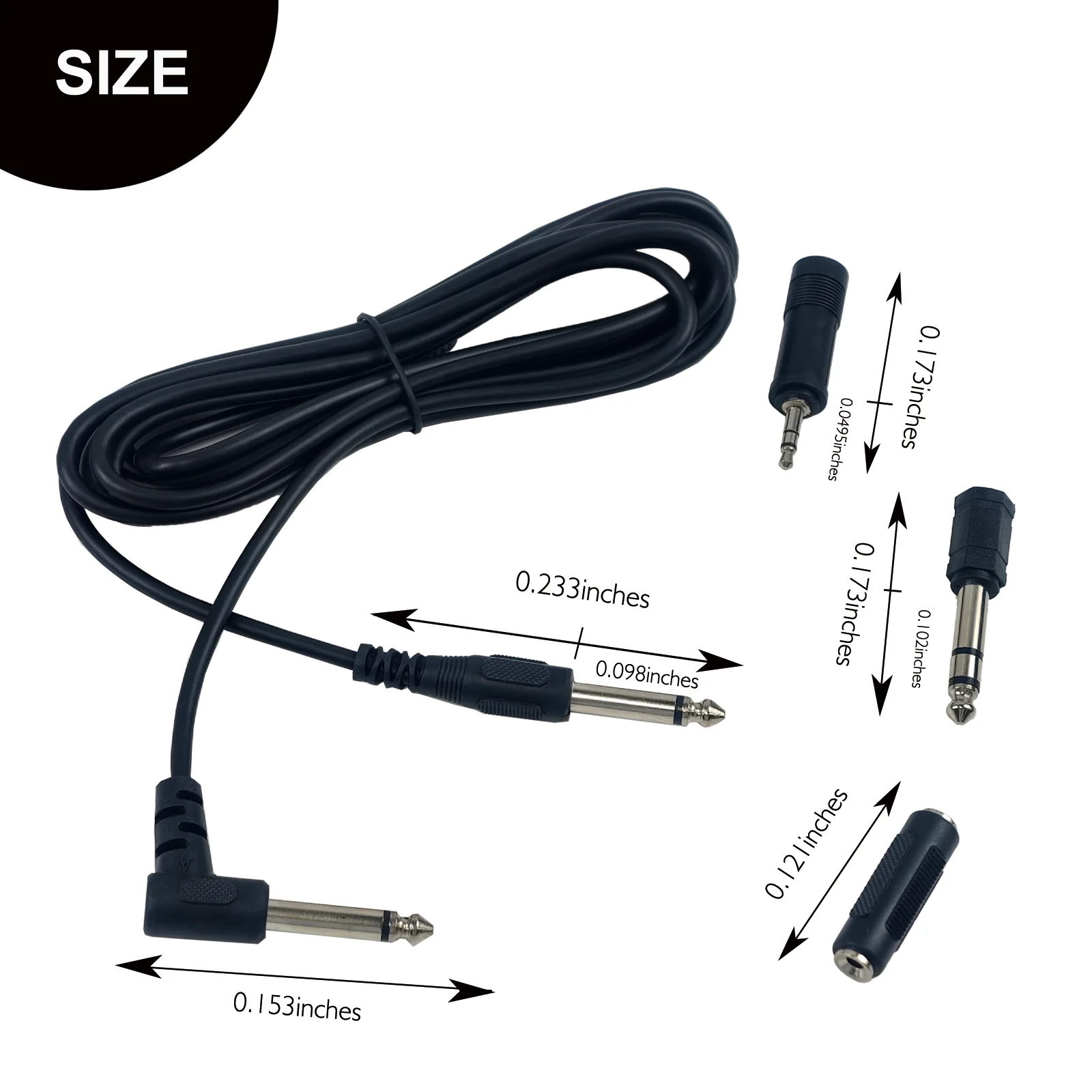 Miwayer Guitar Audio Cable 3m Connecting Cable 6.35 3.5mm Plugs Stereo Audio Noise Reduction Audio Cable ABS Jacket w/3 Adapters