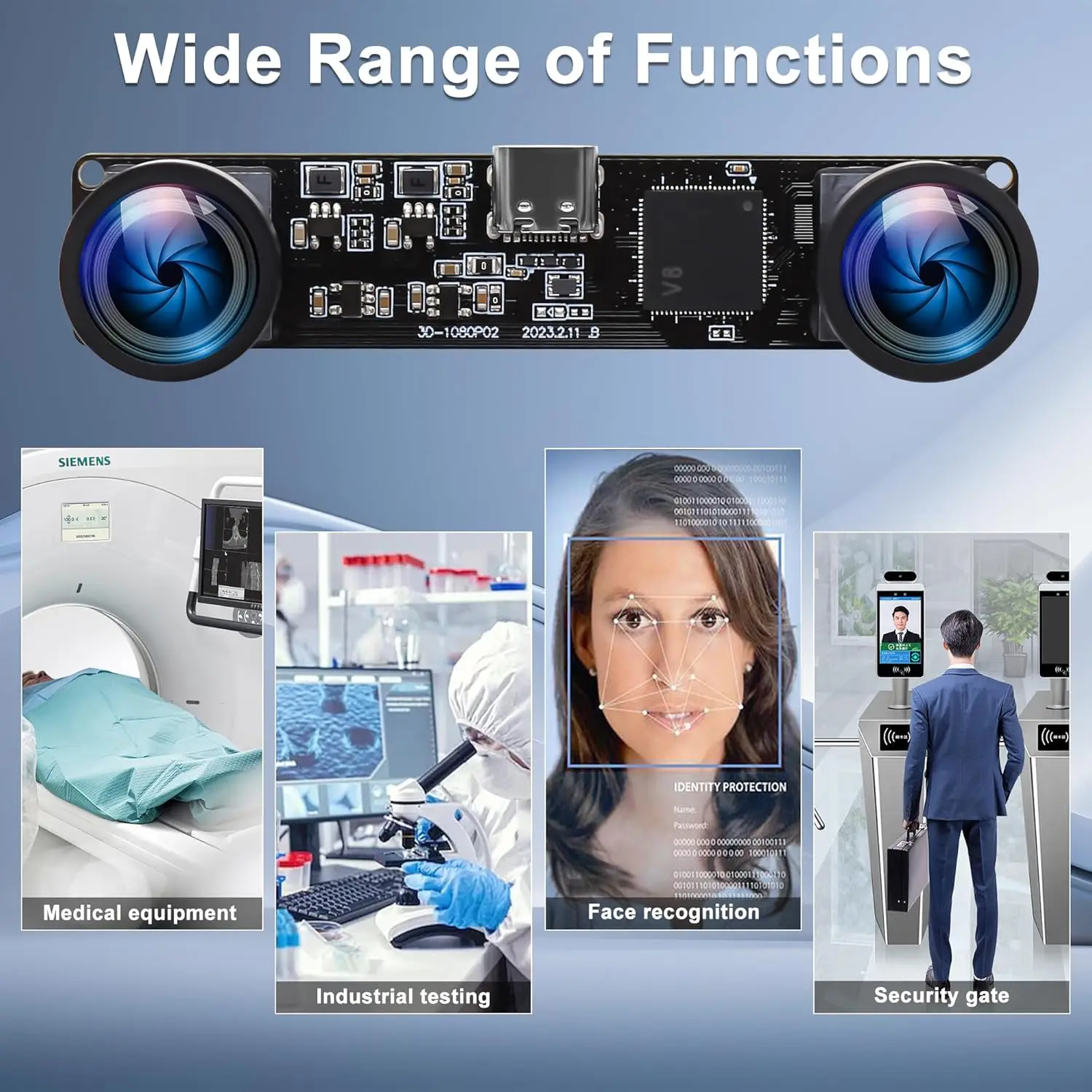 ELP 4MP Synchronous Stereo USB Camera Module 3840x1080 60fps high speed 3D Camera with Wide Angle No Distortion Dual Lens