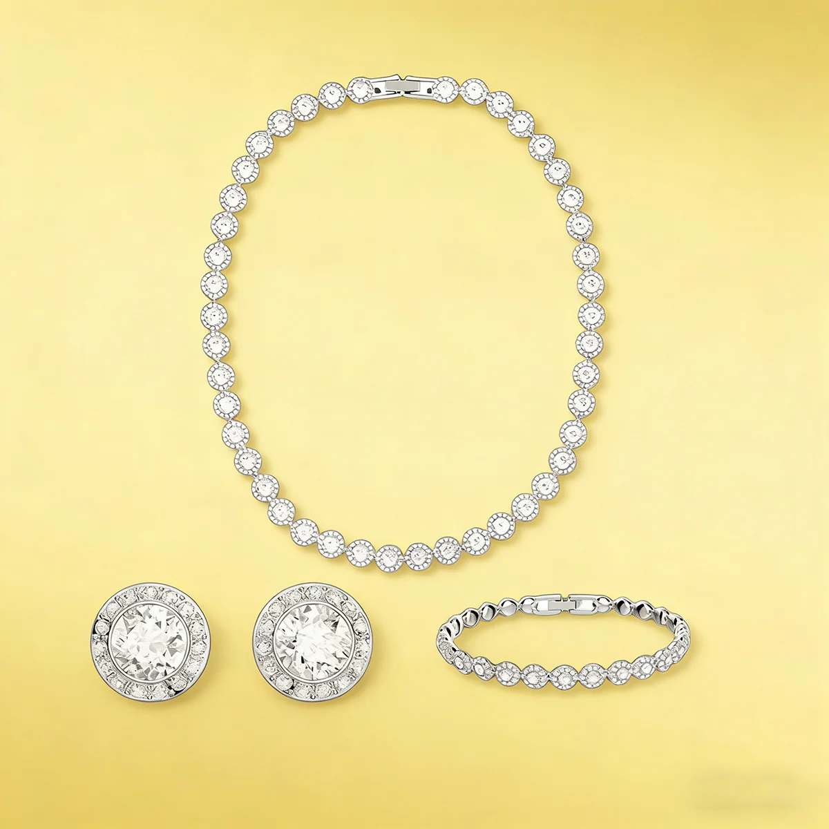 

New Light Luxury Round Necklace Pendant Earnail Bracelet, High Jewelry Set, Daily Wear, Party Essential - Anniversary Gift