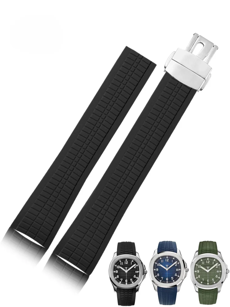 

Изысканные и прочные оригинальные черные силиконовые Ремешки для наручных часов Patek Philips aquanaute Tape граната 5164 5167 ремешок для часов 21 мм