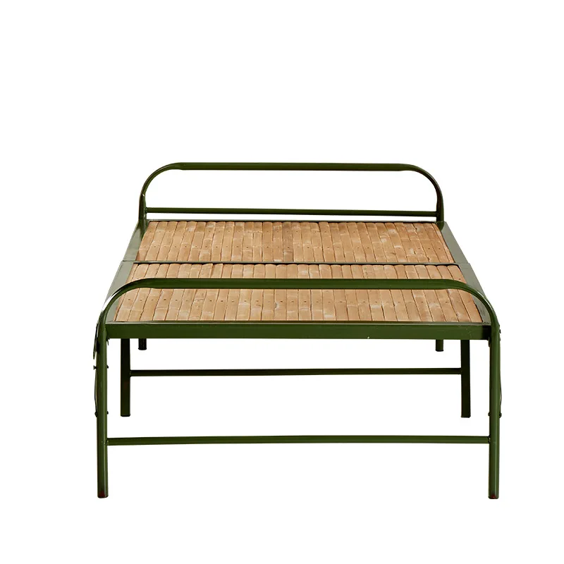 Bamboo mat bed folded in half, siesta bed, two folded bamboo strip iron bed, siesta folding bed