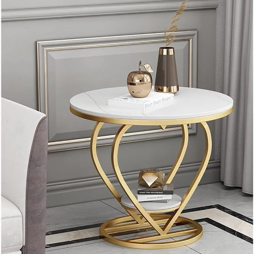 Home Luxury Classic Small Metal Coffee Tables Modern Living Room Leisure Center Round Tea Tables Console Corner Side Table