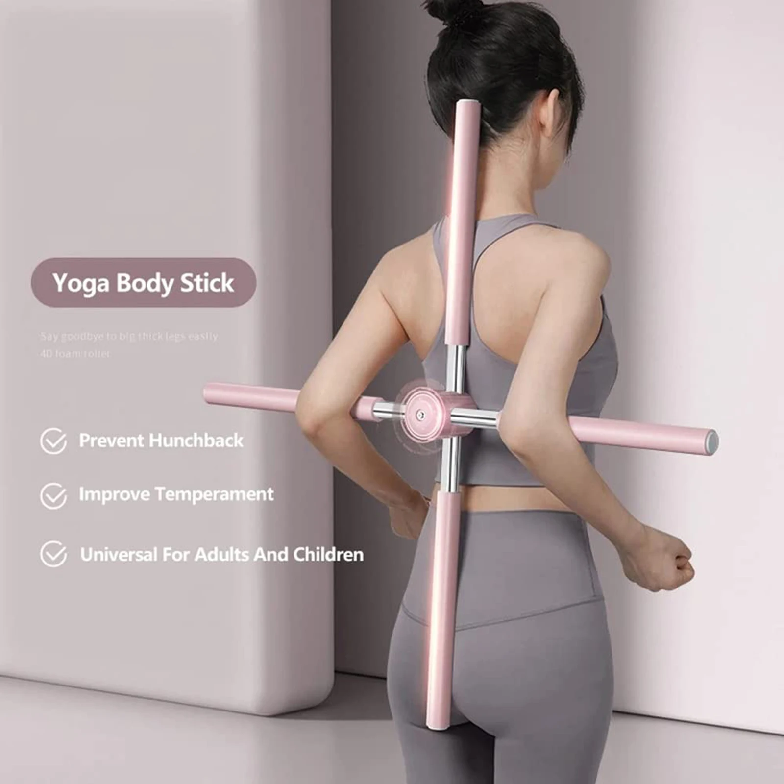 Flexibility Stretching Sticks Self-Locking Body Bar Posture Corre Strong Reliable Retractable Foam Steel Pipe Posture Yoga Stick