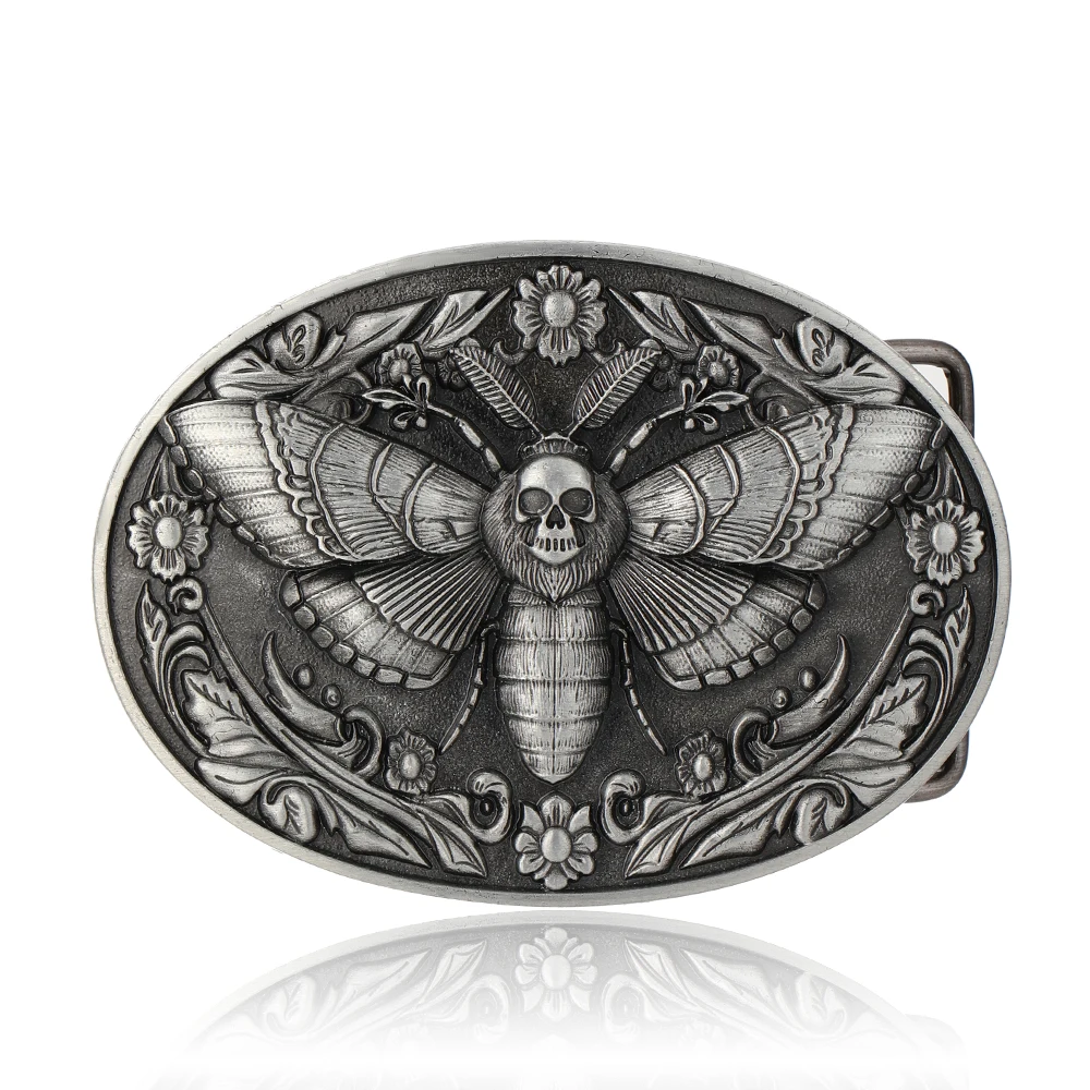 Butterfly Flower With Skull Belt Buckle suitable for 4cm wideth belt with continous stock