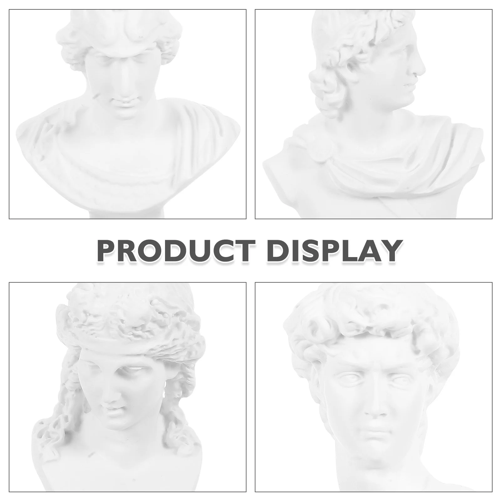 Juego de Mini escultura de busto griego, estatuas de resina compactas para bocetos artísticos, decoración del hogar, figuras de resina de mitología renacentista, 4 Uds.