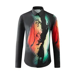 2024 Spring Artistic Printed Shirts Men High-quality Casual Business Formal Dress Shirt Banquet Party Social Blouse Men Clothing