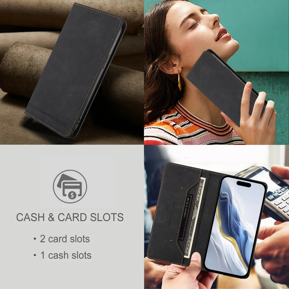 حافظة جلدية فاخرة لهاتف Vivo Y78 Plus Y76 Y36 Y35 Y33S Y28 Y28S Y22 Y21 Y17S Y16 Y15 Y12 محفظة قلابة مغناطيسية غطاء حقيبة الهاتف