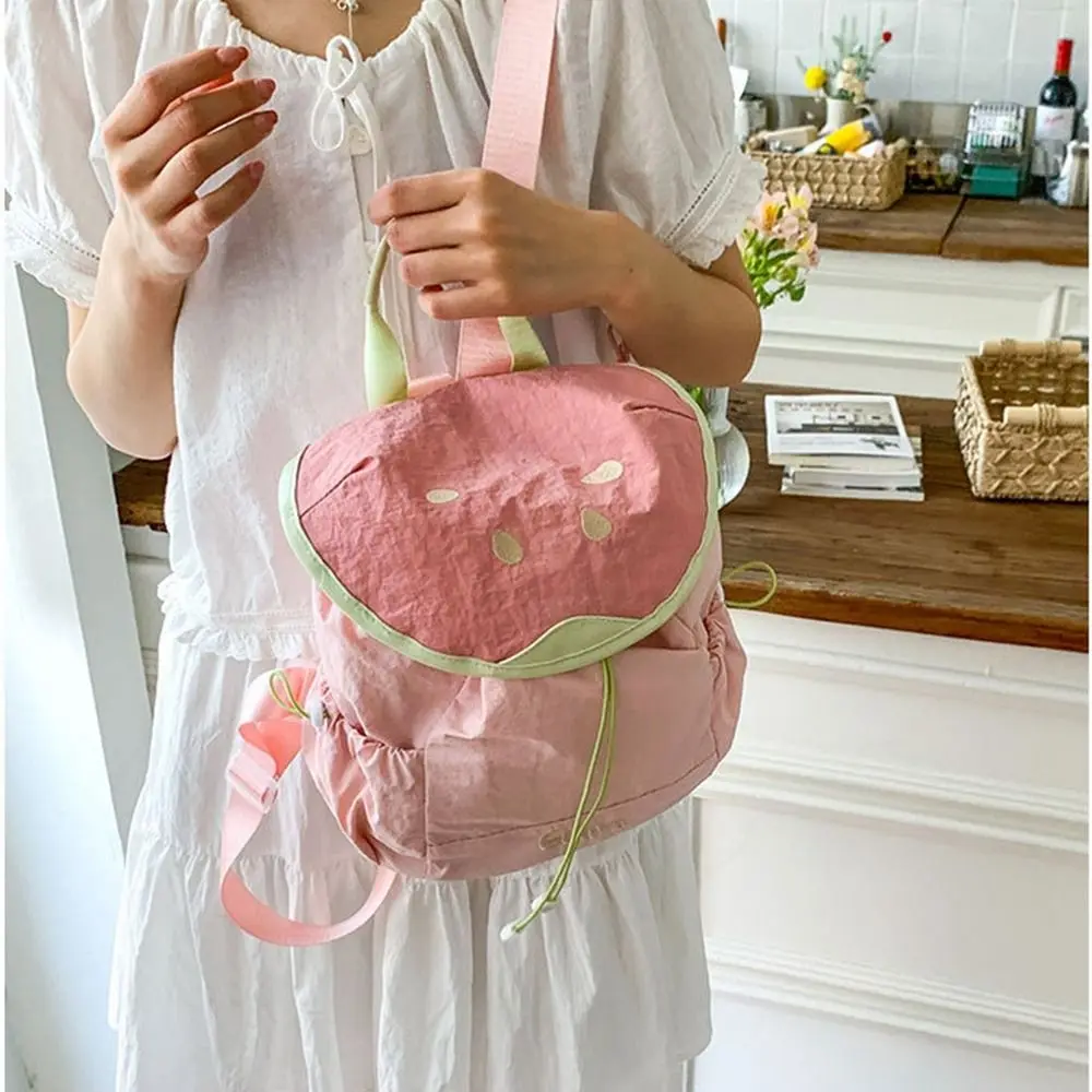 Korean Style Outdoor Drawstring Backpack Travel Waterproof Fruit Nylon Backpack Large Capacity Book Bag Hiking Shoulder Bag