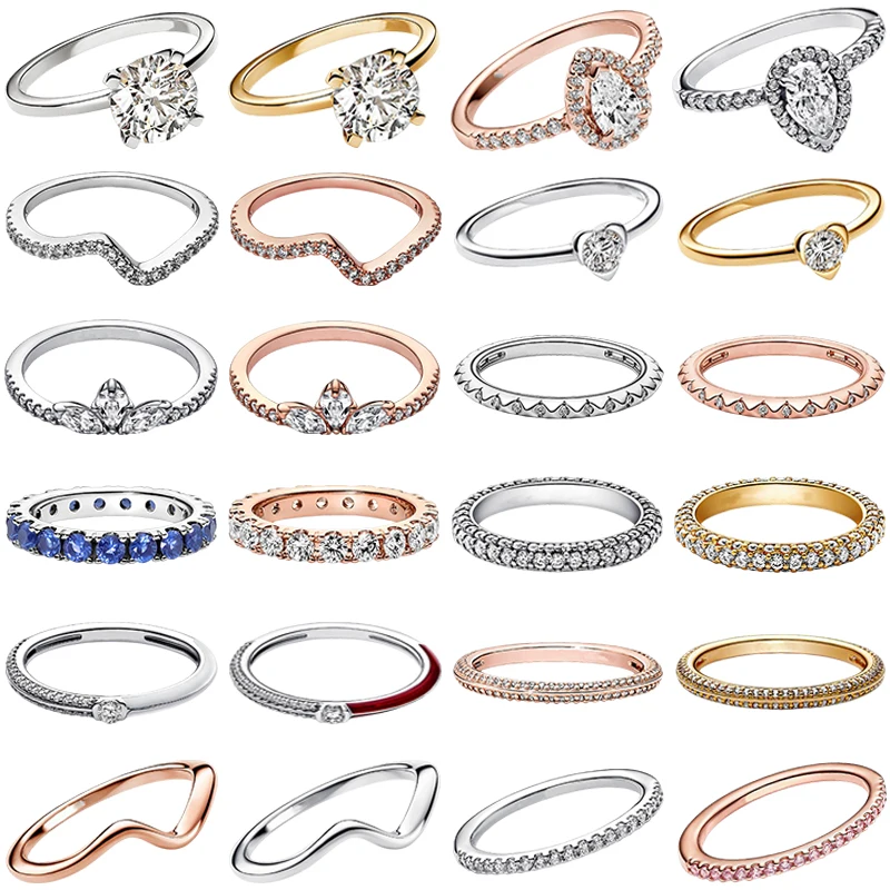 Hot selling s925 silver heart-shaped crown ring, suitable for women, fashion, wedding or party gifts