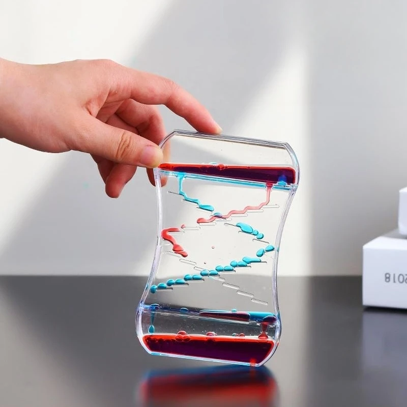 Double Color Dynamic Note Oil Drop Hourglass Slide Sandglass Leisure Toy Floating Painting Liquid Motion Timer Table Decor Gift