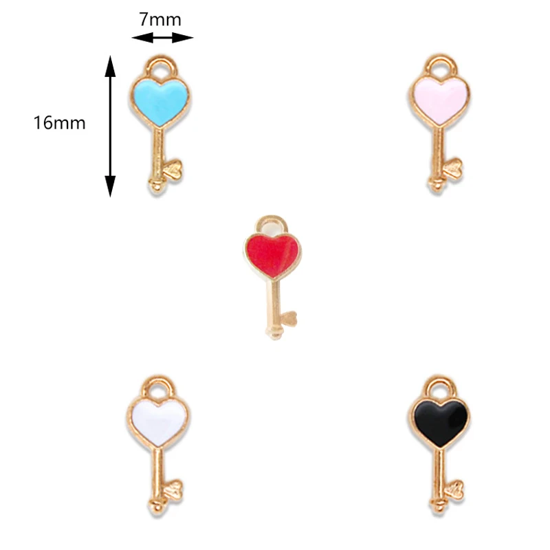 10pcs Exquisite Oil Dripping Love Key Necklace Accessories For Korean Jewelry Production, Niche Light Luxury High-End Diy Jewelr