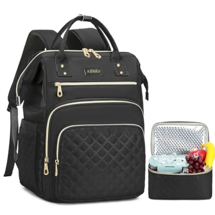 

Lunch Backpack 15.6 inch Laptop Backpack with Insulated Lunch Bag Backpack Cooler for Women Large Travel Backpack Lunch Box Com