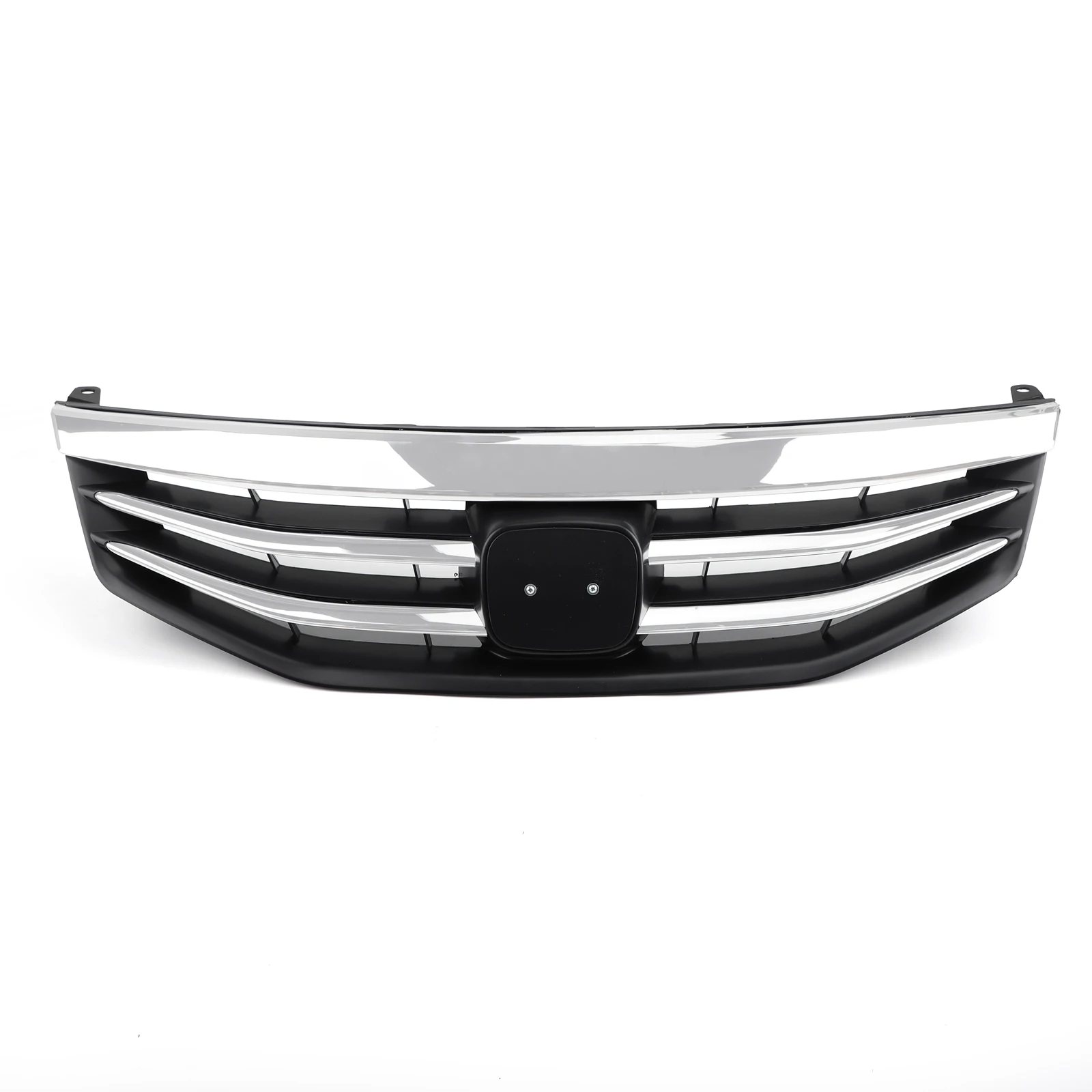 Front Upper Bumper Hood Black Chrome Grille Grill Fit For Honda Accord 2011-2012 4DR