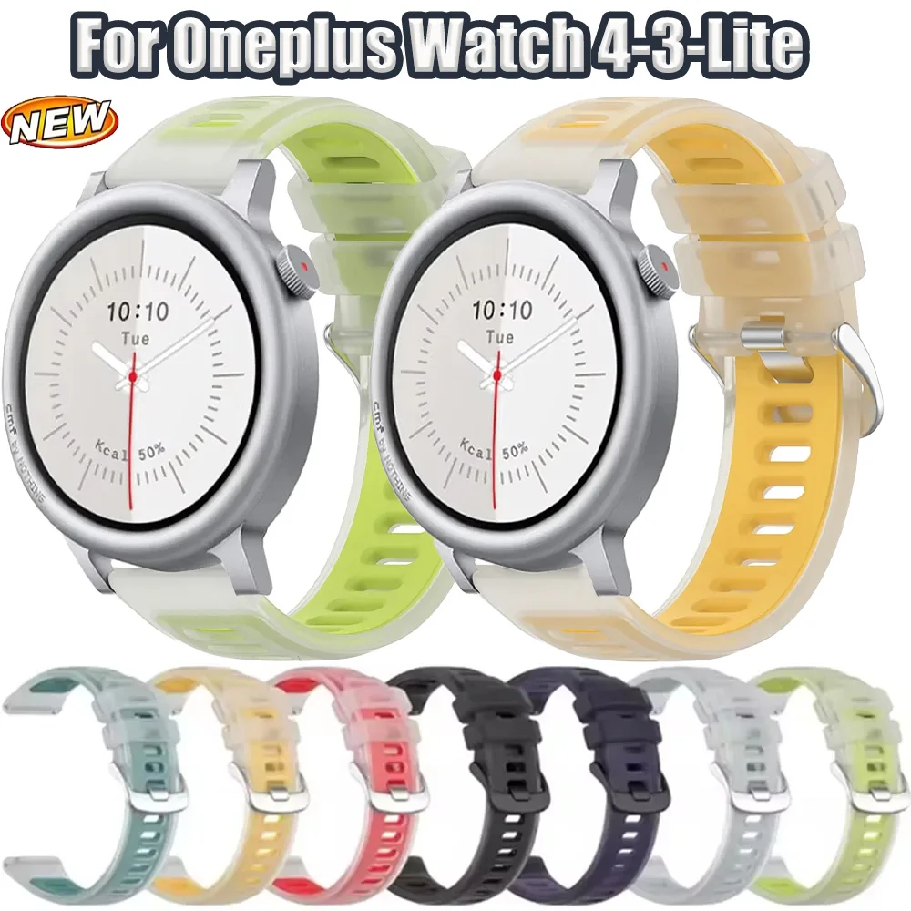 20mm 22mm Jelly Color Silicone Band for CMF Watch 3-2-1 Pro Two-Tone Correa for Oneplus Watch 4-3-Lite Garmin Forerunner 970 55
