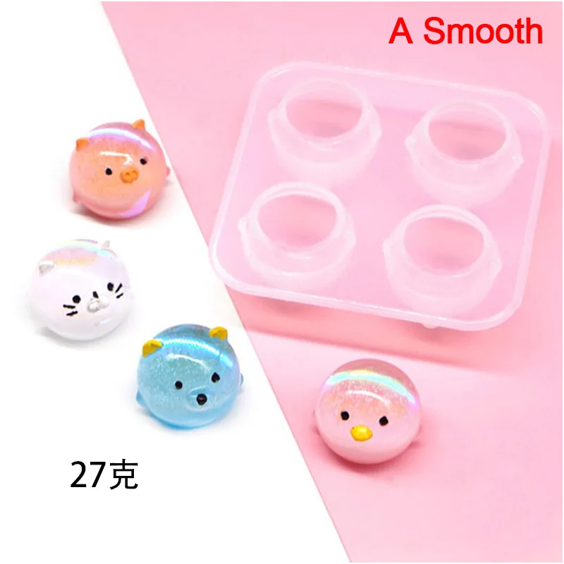 Keychain Pendants Epoxy Silicone Mold Cute Mini Pig DIY Handmade Resin Keychain 4 In 1 Piggy Casting Jewelry Silicone Molds