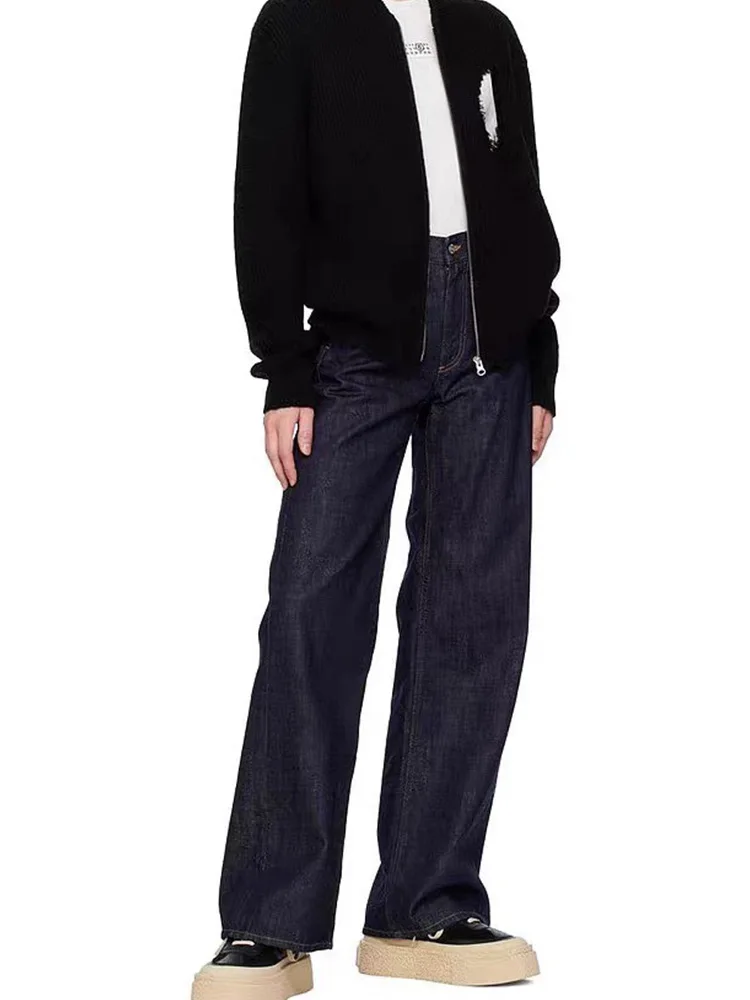 Jean rétro taille haute à jambes larges pour femme, pantalon à jambes droites, en coton extensible, Denim, printemps 2025, Faion rétro Sle