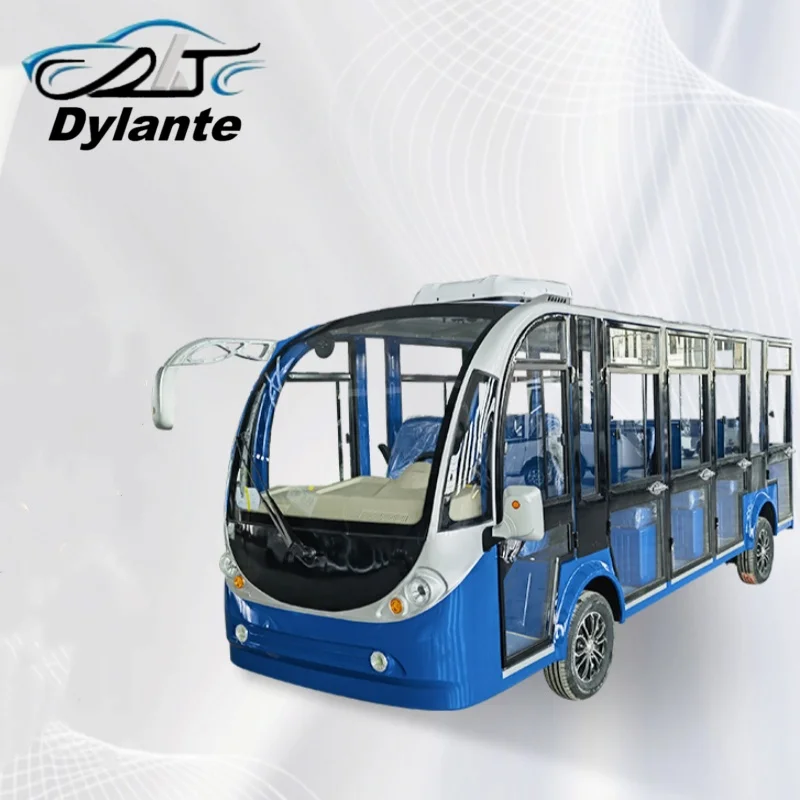 

Top Luxury New Design 14 Seater 72V Lithium Battery Powered Club Car Electric Car Closed Tourist Bus 200W Solar Panels Powered